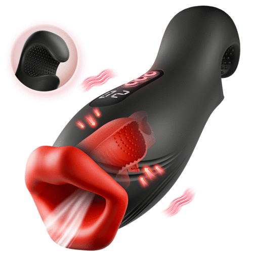 Queen - 9 Vibrations 4 Clamping Suctions Clamping Suction Oral Simulation Male Masturbator
