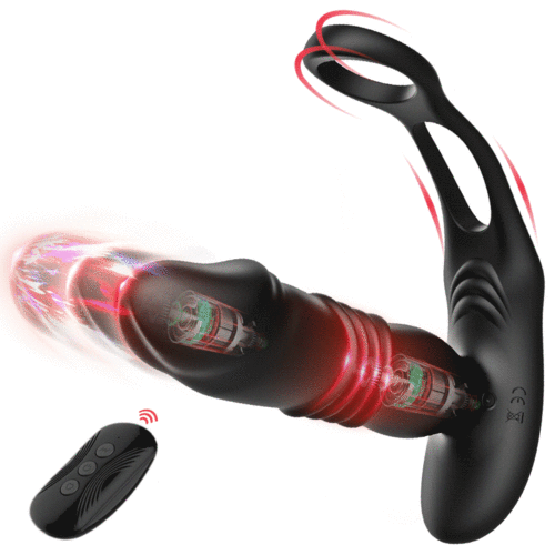 Saul - Dual Cock-Ring Thrusting Prostate Massager with 12 Vibrations