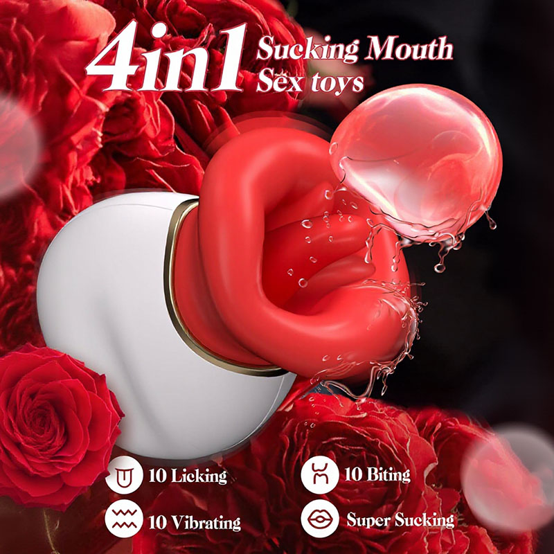 Sofia - Mouth Tongue 4 In 1 Licking& Biting & Sucking & Vibrating Clitoral Vibrator