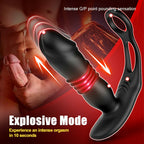 Saul - Dual Cock-Ring Thrusting Prostate Massager with 12 Vibrations