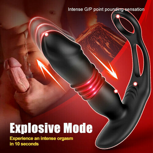 Saul - Dual Cock-Ring Thrusting Prostate Massager with 12 Vibrations