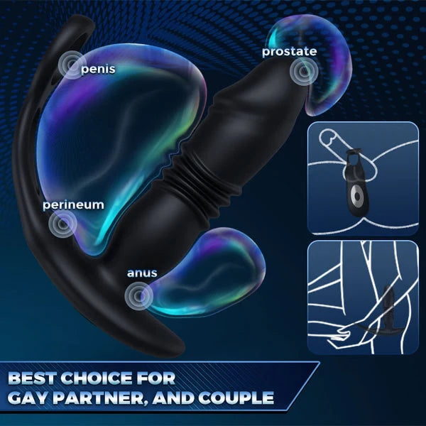 Saul - Thrusting & 12 -Vibrating Cock Rings Prostate Massager