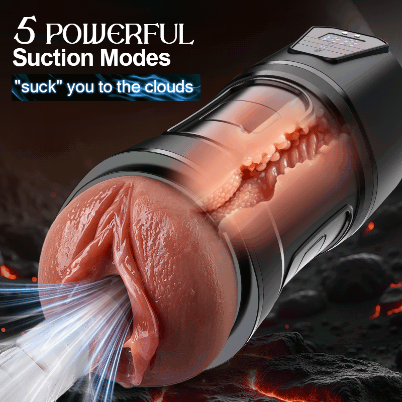 Challenger - 10 Vibrations 5 Suctions Ultra-Realistic Vagina Simulated Masturbator - LED Display Anti-Slip Grip