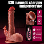 Ton - Clitoral Stimulation Heating Lifelike Dildo Vibrating & Licking Combo