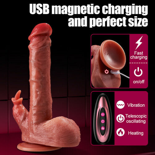 Ton - Clitoral Stimulation Heating Lifelike Dildo Vibrating & Licking Combo