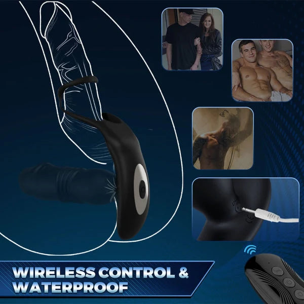 Saul - Thrusting & 12 -Vibrating Cock Rings Prostate Massager