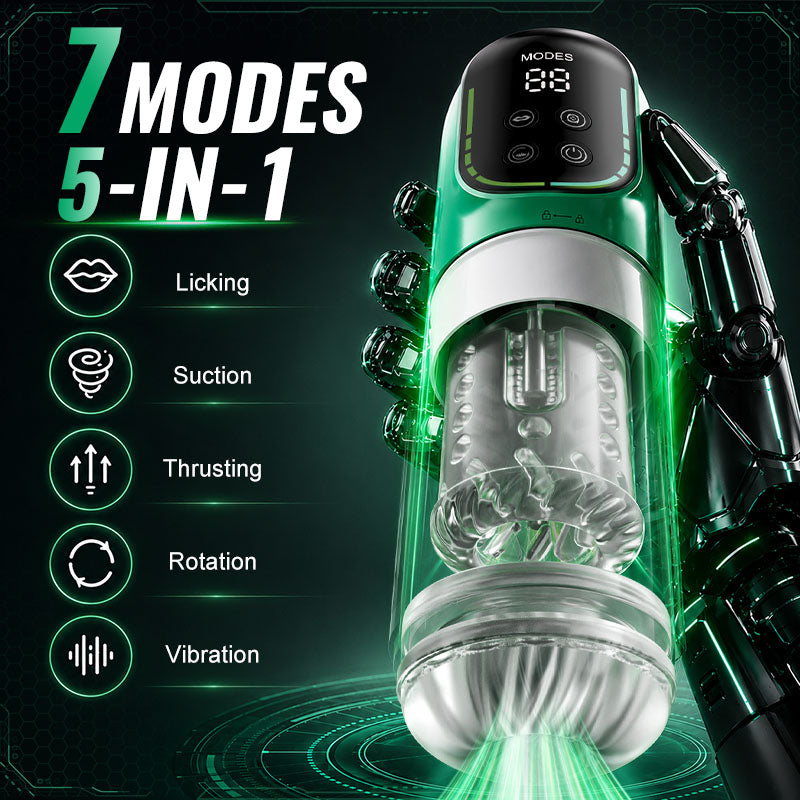 Heaven - 5 in 1 Automatic Masturbator Rotating Thrusting Suction Vibrating Licking Stroker