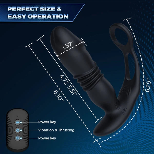 Saul - Thrusting & 12 -Vibrating Cock Rings Prostate Massager
