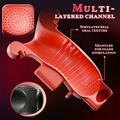 Queen - 9 Vibrations 4 Clamping Suctions Clamping Suction Oral Simulation Male Masturbator