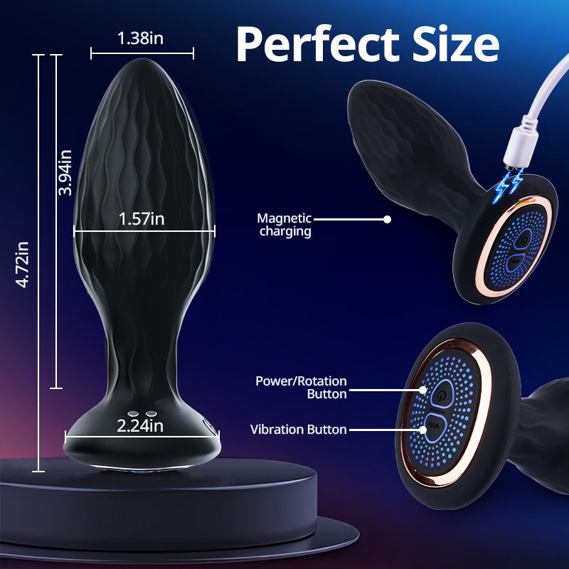 ERO - LED Light 360° Rotation & Vibration Remote Control Anal Plug For Solo or Couple