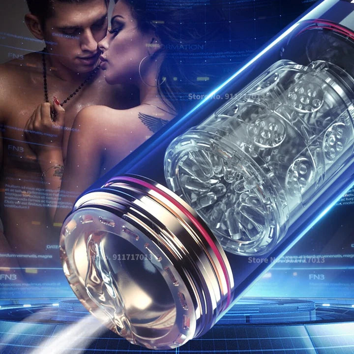 EMP - Automatic Sucking Telescopic Rotating Male Masturbator Cup Real Vagina Pocket Pussy Blowjob Machine