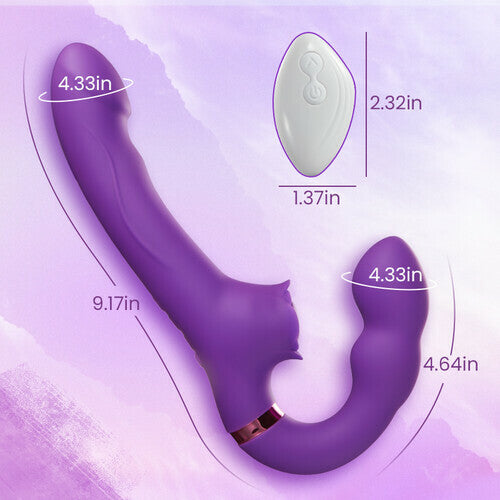 Loria - Couples 10 Tapping & Vibrating G-spot Clit Stimulator Strapless Double-ended Remote Control Dildo