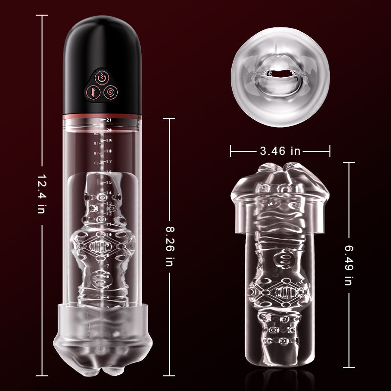 Dema - Vibrating & Sucking 2 IN 1 Lips Penis Pumps Male Sex Toys