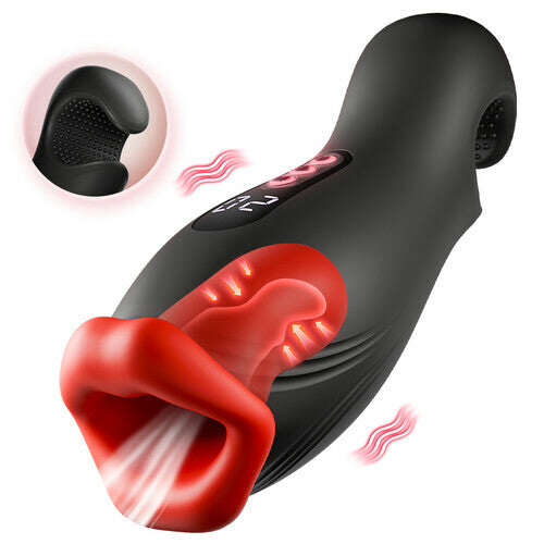 Queen - 9 Vibrations 4 Clamping Suctions Clamping Suction Oral Simulation Male Masturbator