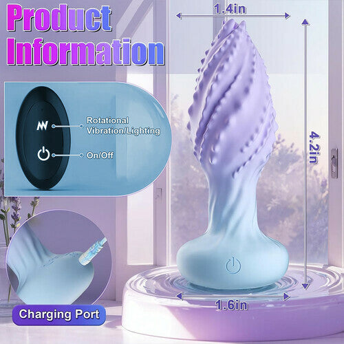 Little Monster 360° Rotating Anal Vibrator 10 Vibration Frequencies 7-Color LED Light