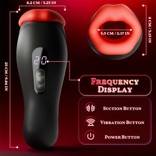 Queen - 9 Vibrations 4 Clamping Suctions Clamping Suction Oral Simulation Male Masturbator